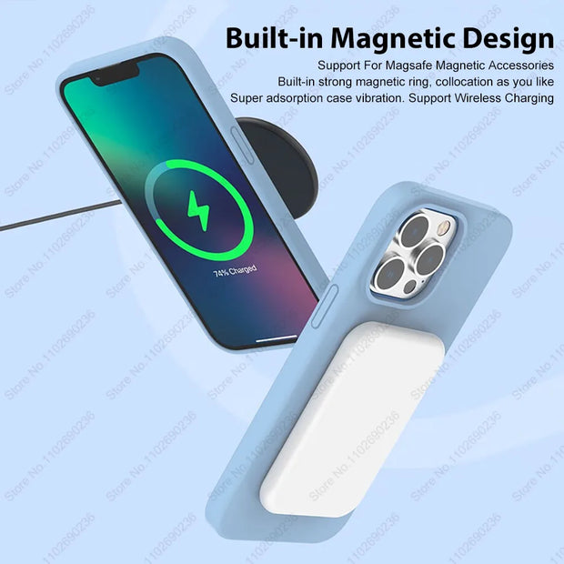For Magsafe Original Liquid Silicone Magnetic Case For iPhone 15 13 12 11 14 Pro Max 15 Plus Wireless Charging Cover Accessories