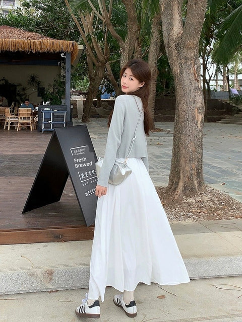 Sun Protection Casual Camisole Long Dress Three-Piece Set Cardigan