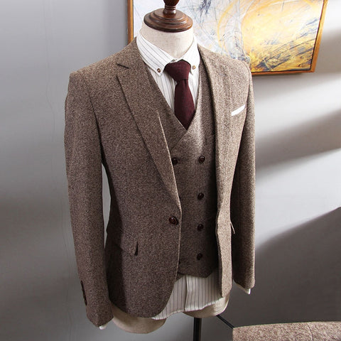 Silm K-style Trendy Casual Retro Groom Suit Suit
