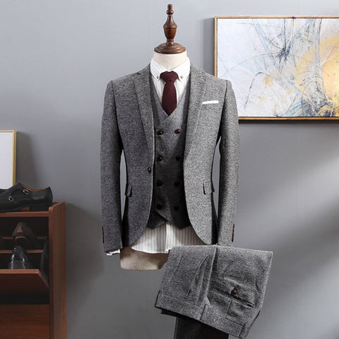 Silm K-style Trendy Casual Retro Groom Suit Suit
